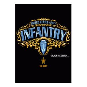 Army Infantry T-Shirt (Black) Black Ink Design