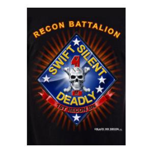 1st Recon Battalion T-Shirt (Black) Black Ink Design