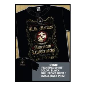 USMC 100% Fighting Spirit T-Shirt (7.62 Design) (Black)