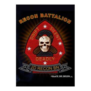 2nd Recon Battalion T-Shirt (Black) Black Ink Design