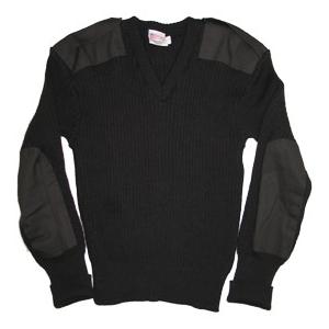 V-Neck Wool Commando Sweater (Black)
