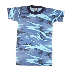 Youth Camouflage T-shirt (Poly / Cotton) Sky Blue Camo