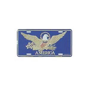 America Blue License Plate