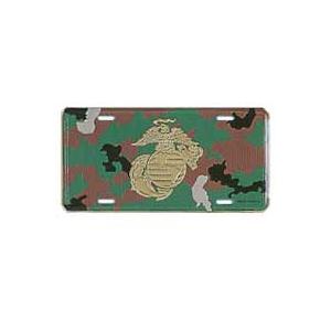 Marine Globe & Anchor Camo License Plate