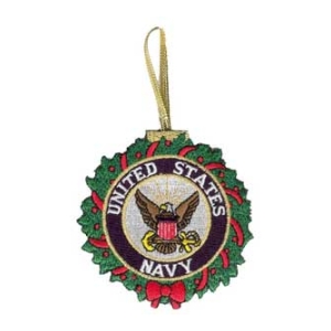 Embroidered Navy Christmas Ornament