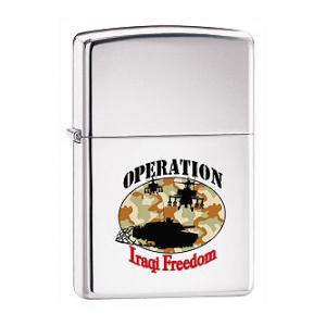 Operation Iraqi Freedom Zippo Lighter (High Polish Chrome)