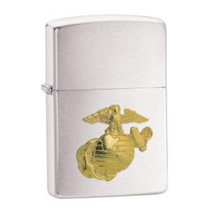 Marines Emblem Zippo Lighter  (Brushed Chrome)