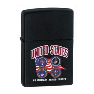 US Armed Forces 4 Branches Zippo Lighter (Black Matte)