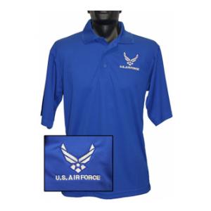 U.S. Air Force New Logo Wicking Mesh Polo Shirt (Royal Blue)