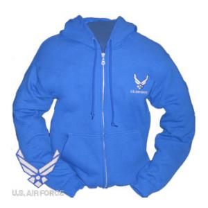 Air Force New Logo Zip Hooded Long Sleeve Sweatshirt (Royal Blue)