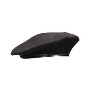 Military Army Beret  (Leather Sweatband)(Black)