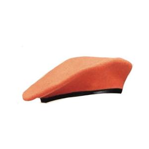 Military Beret (Leather Sweatband)(Orange)