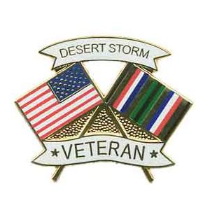 Desert Storm Crossed Flag Pin