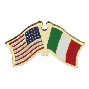 USA Italy Crossed Flags Pin