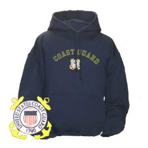 Coast Guard Logo Hooded Long Sleeve Sweatshirt (Navy Blue)