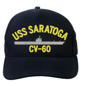 USS Saratoga CV-60 Cap (Dark Navy) (Direct Embroidered)