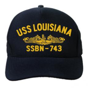 USS Louisiana SSBN-743 Cap with Gold Emblem (Dark Navy) (Direct Embroidered)
