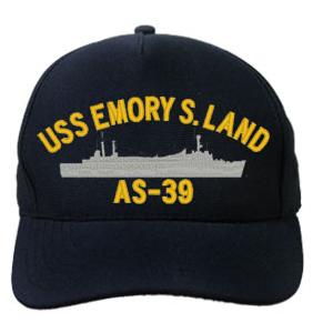 USS Emory S. Land AS-39 Cap with Boat (Dark Navy) (Direct Embroidered)