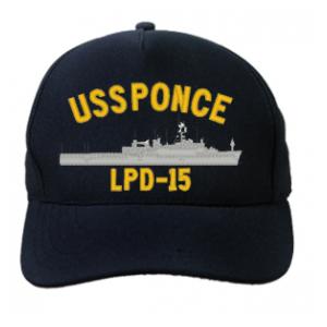 USS Ponce LPD-15 Cap (Dark Navy) (Direct Embroidered)