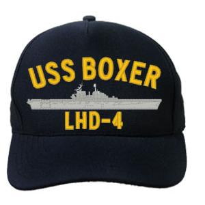 USS Boxer LHD-4 Cap (Dark Navy) (Direct Embroidered)