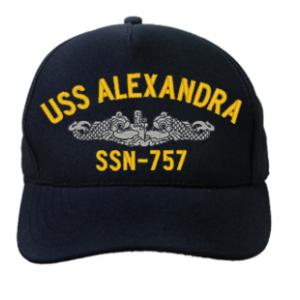 USS Alexandra SSN-757 Cap with Silver Emblem (Dark Navy) (Direct Embroidered)