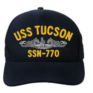 USS Tucson SSN-770 Cap with Silver Emblem (Dark Navy) (Direct Embroidered)