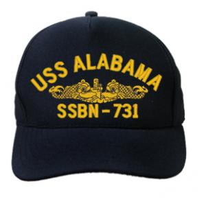 USS Alabama SSBN-731 Cap with Gold Emblem (Dark Navy) (Direct Embroidered)