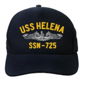 USS Helena SSN-725 Cap with Silver Emblem (Dark Navy) (Direct Embroidered)