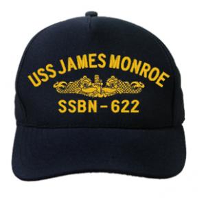 USS James Monroe SSBN-622 Cap with Gold Emblem (Dark Navy) (Direct Embroidered)