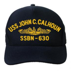 USS John C. Calhoun SSBN-630 Cap with Gold Emblem (Dark Navy) (Direct Embroidered)