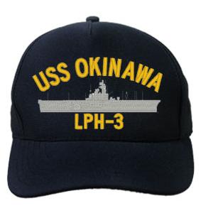 USS Okinawa LPH-3 Cap (Dark Navy) (Direct Embroidered)