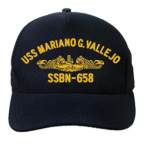 USS Mariano G. Vallejo SSBN-658 Cap with Gold Emblem (Dark Navy) (Direct Embroidered)