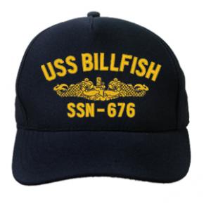 USS Billfish SSN-676 Cap with Gold Emblem (Dark Navy) (Direct Embroidered)