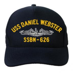 USS Daniel Webster SSBN-626 Cap with Silver Emblem (Dark Navy) (Direct Embroidered)