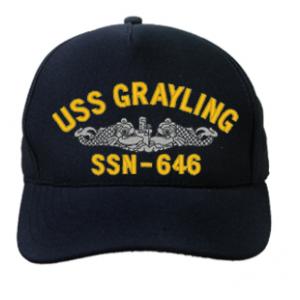 USS Grayling SSN-646 Cap with Silver Emblem (Dark Navy) (Direct ...