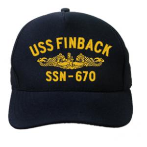 USS Finback SSN-670 Cap with Gold Emblem (Dark Navy) (Direct Embroidered)