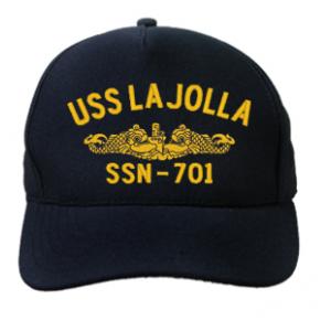 USS La Jolla SSN-701 Cap with Gold Emblem (Dark Navy) (Direct Embroidered)