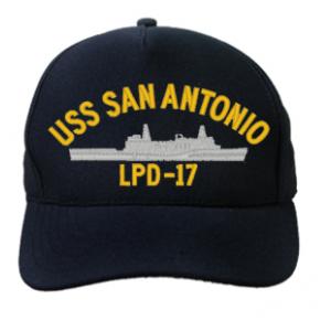 USS San Antonio LPD-17 Cap (Dark Navy) (Direct Embroidered)