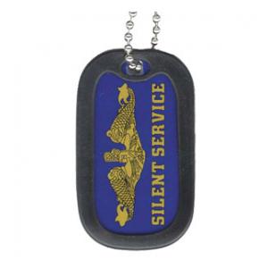 US Navy Silent Service Dog Tag with Officer Submarine Badge