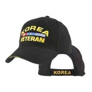 Korea Veteran Extreme Embroidery Cap with 3 Ribbons (Black)