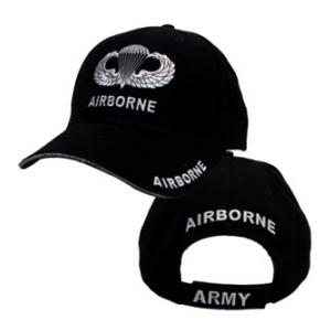 Army Extreme Embroidery Airborne Cap w/ Jump Wings (Black)