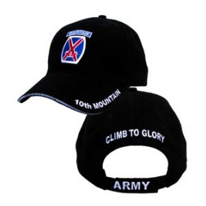 10th Mountain Division Cap w/ Climb to Glory (Black)