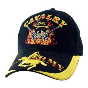U.S. Army Cavalry Cap w/ Skull (Black)