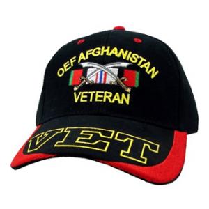 OEF Afghanistan Veteran Cap w/ VET on Visor (Black)