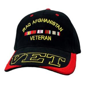 Iraq Afghanistan Veteran Cap w/ VET on Visor (Black)