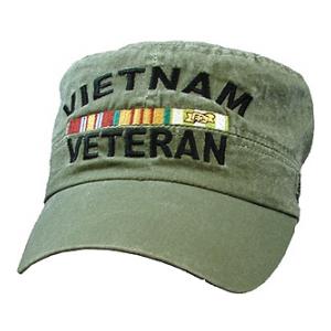 Vietnam Veteran Flat-Top Cap w/ Ribbons (OD Green)