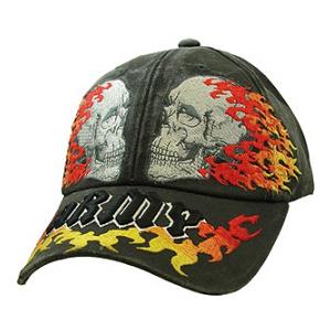 U.S. Army Flaming Skulls Cap (Pre-Washed Black)