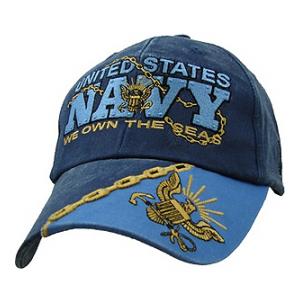 US Navy Cap We Own The Seas Cap with Logo (Pre-Washed Dark Navy)