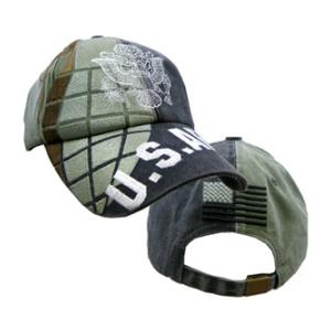 Army Cap with Grenade (Pre-washed Black/Green)