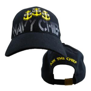 US Navy Chief Faded Text Cap (Dark Navy)